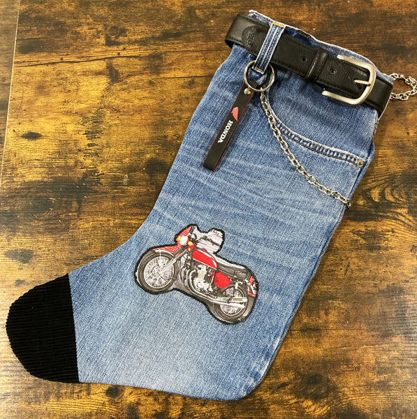 Universal motorcycle handmade christmas stocking