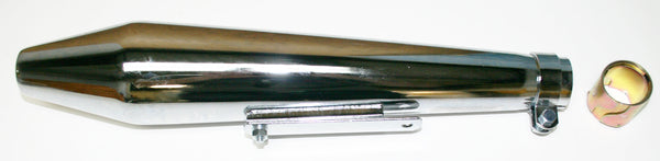 Universal motorcycle chrome reverse cone shorty muffler w non removeable baffle