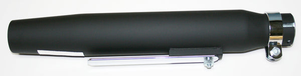 Universal motorcycle flat black tapered muffler w non removeable baffle