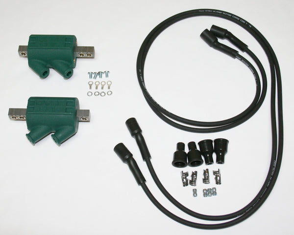 Universal motorcycle Dynatek performance high output 3 ohm ignition coil set of 2 with plug wires