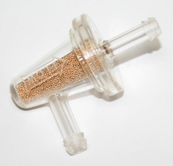 Universal motorcycle 90 degree bronze inline fuel filter