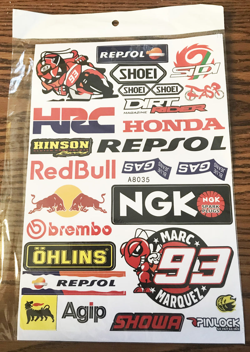 Assorted Motorcycle Decal Set