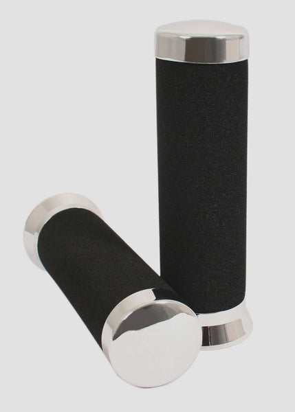 Universal motorcycle cushion straight chrome end style 7/8" grip set