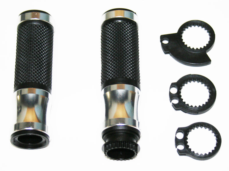 Silver w Throttle Sleeve Style 7/8" Grip Set - Goldwingparts.com