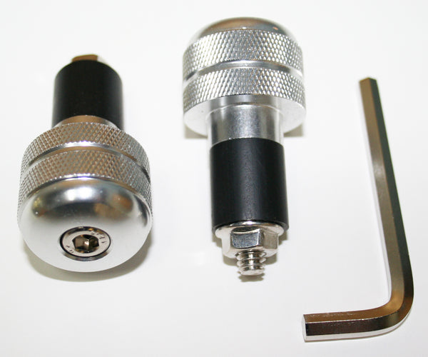 Universal motorcycle knurled silver handlebar end plugs