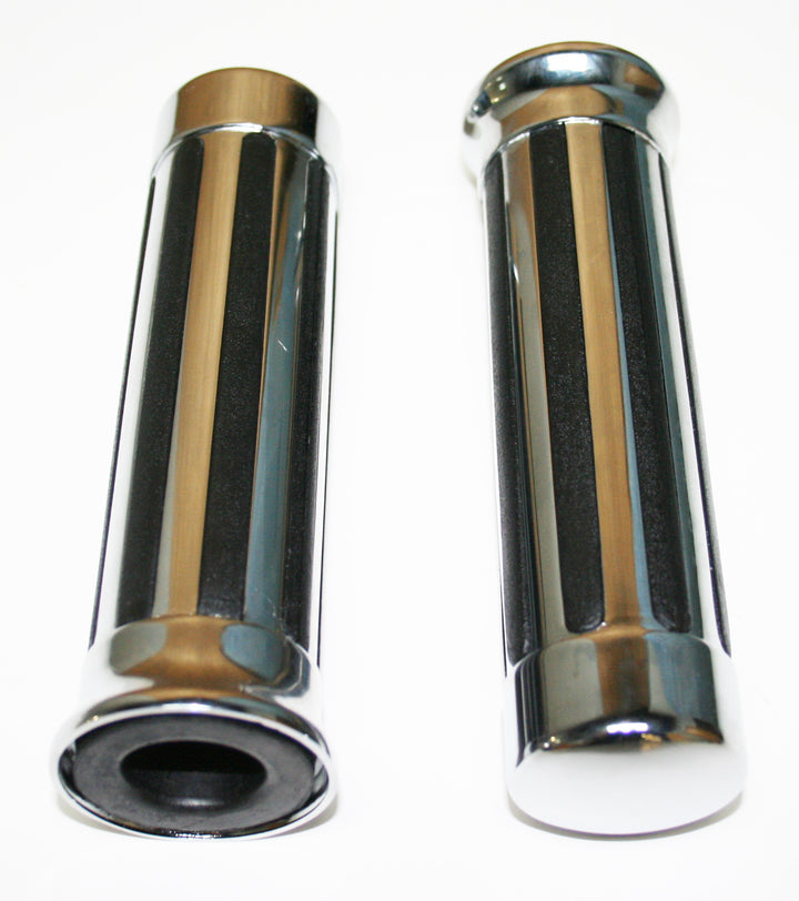 Universal motorcycle slotted buffalo chrome style 7/8" grip set