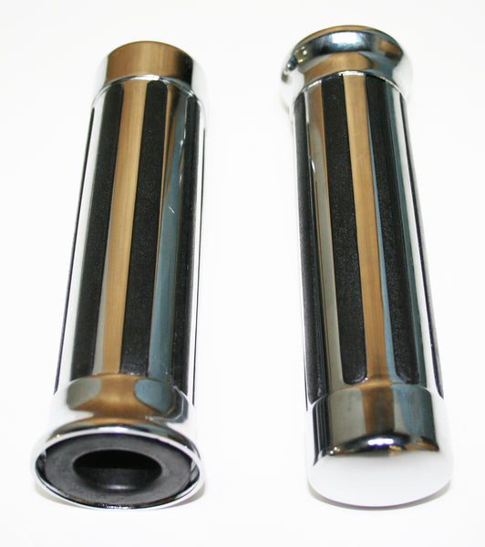 Universal motorcycle slotted buffalo chrome style 7/8" grip set
