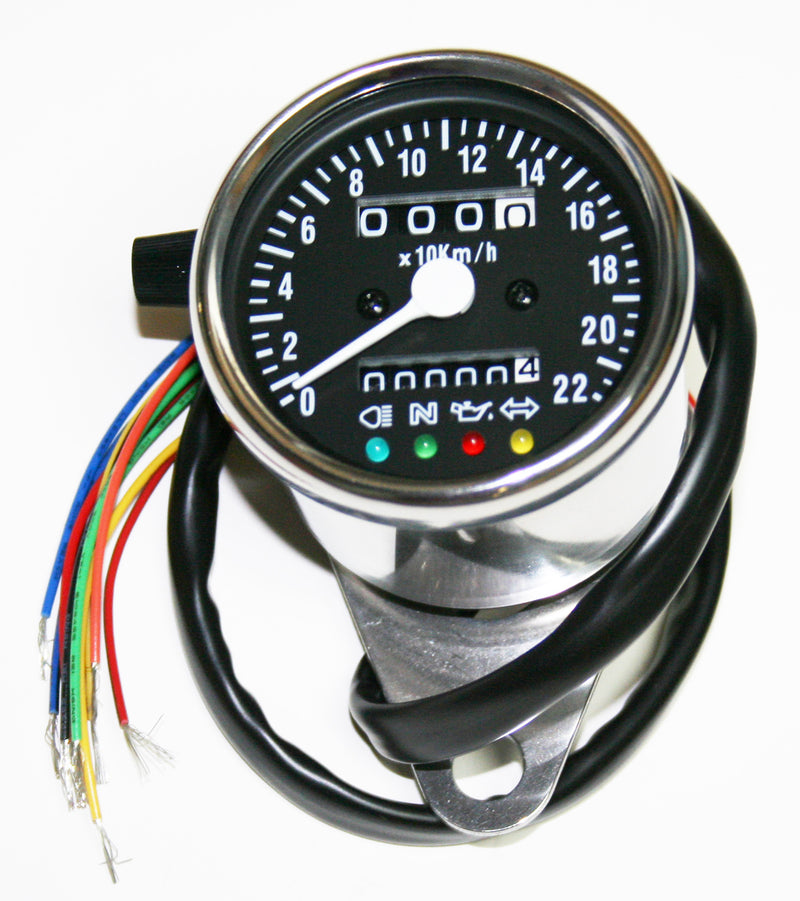 Deluxe Mini Custom Speedometer-KPH ~ Black Face Plate - Goldwingparts.com