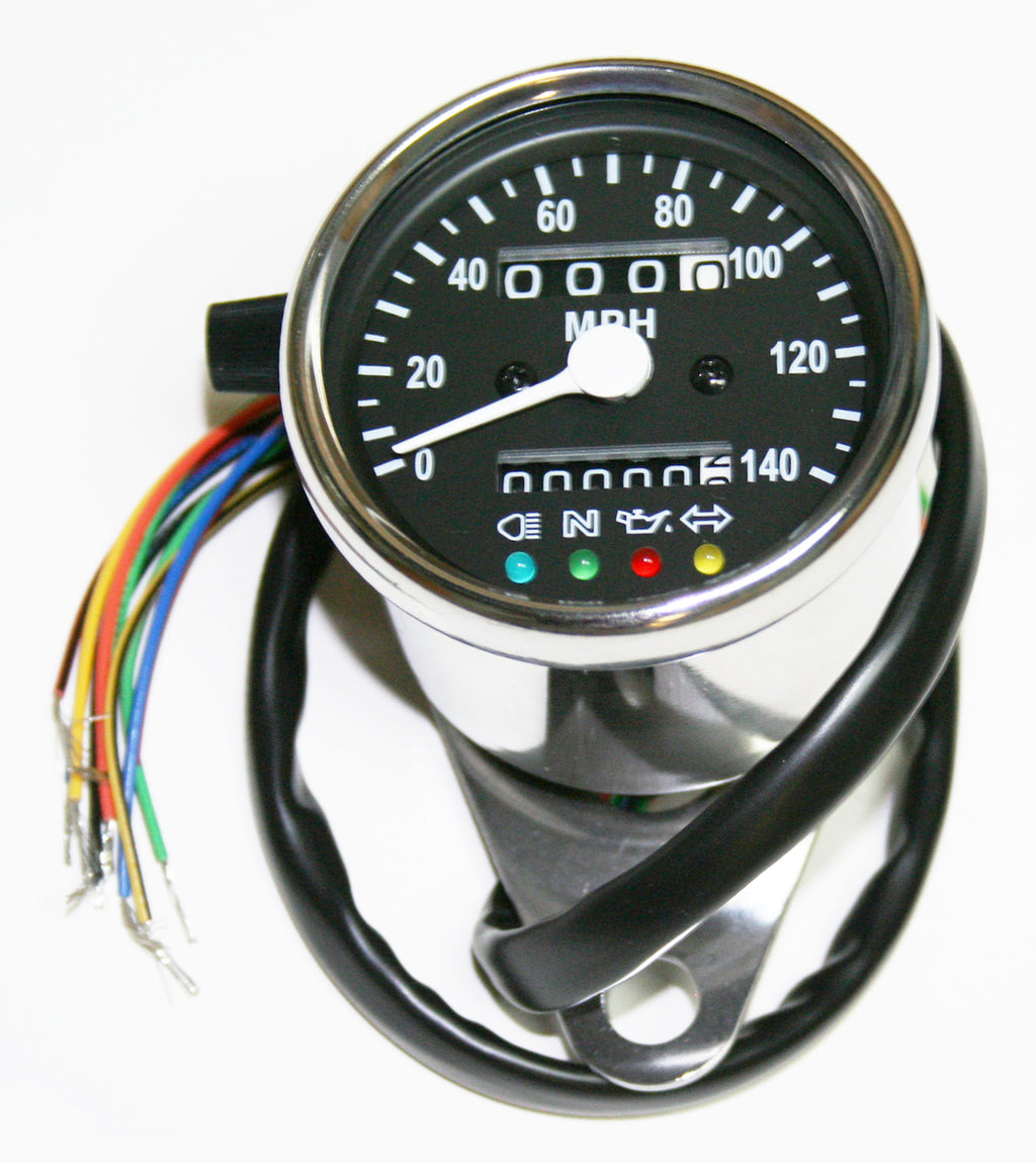 Deluxe Mini Custom Speedometer-MPH ~ Black Face Plate - Goldwingparts.com