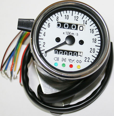 Deluxe Mini Custom Speedometer-KPH ~ White Face Plate - Goldwingparts.com