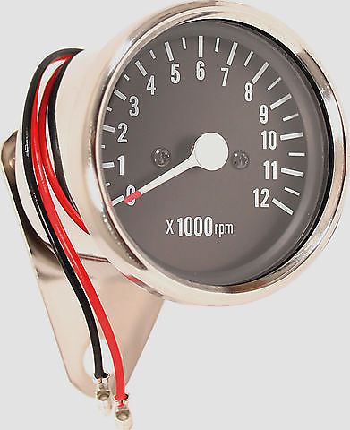 Deluxe Mini Custom Tachometer ~ Black Face Plate - Goldwingparts.com