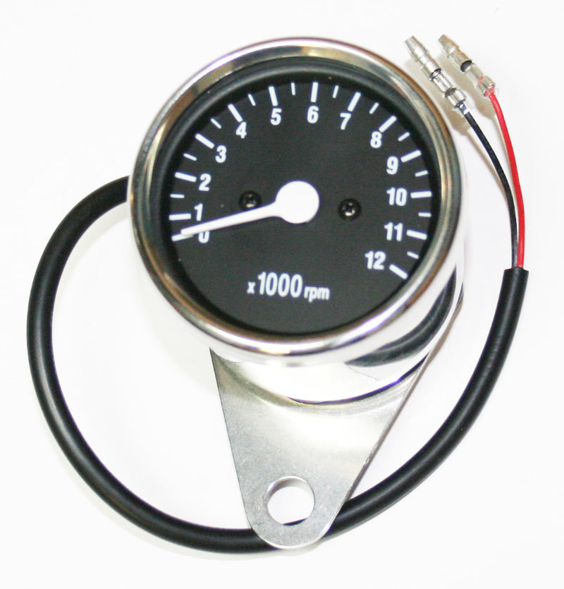 Deluxe Mini Custom Tachometer ~ Black Face Plate - Goldwingparts.com