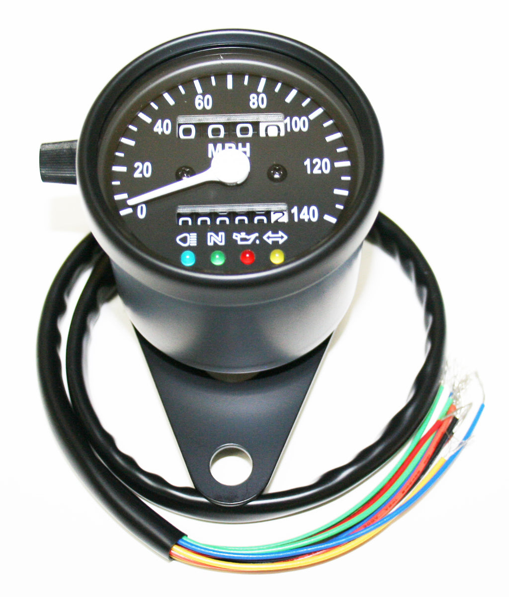 Deluxe Mini Custom Speedometer-MPH ~ All Black - Goldwingparts.com