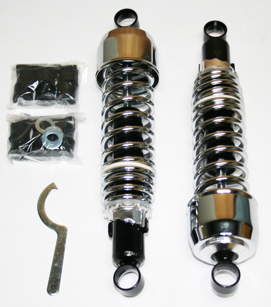 Custom Shock Absorber Set 325mm ~ Chrome Springs & Cap Black Body - Goldwingparts.com