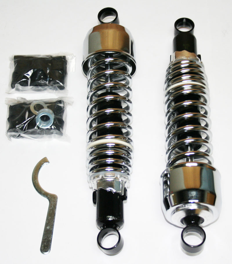 Custom Shock Absorber Set 325mm ~ Chrome Springs & Cap Black Body