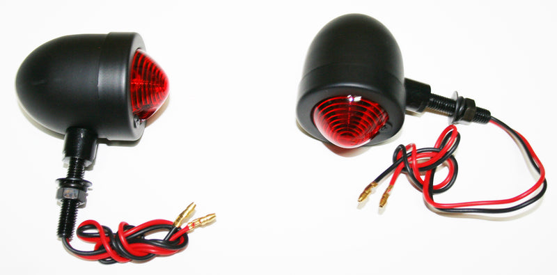 Custom Red Lens Mini Deco Turn Signal Lamp Set ~ Black - Goldwingparts.com