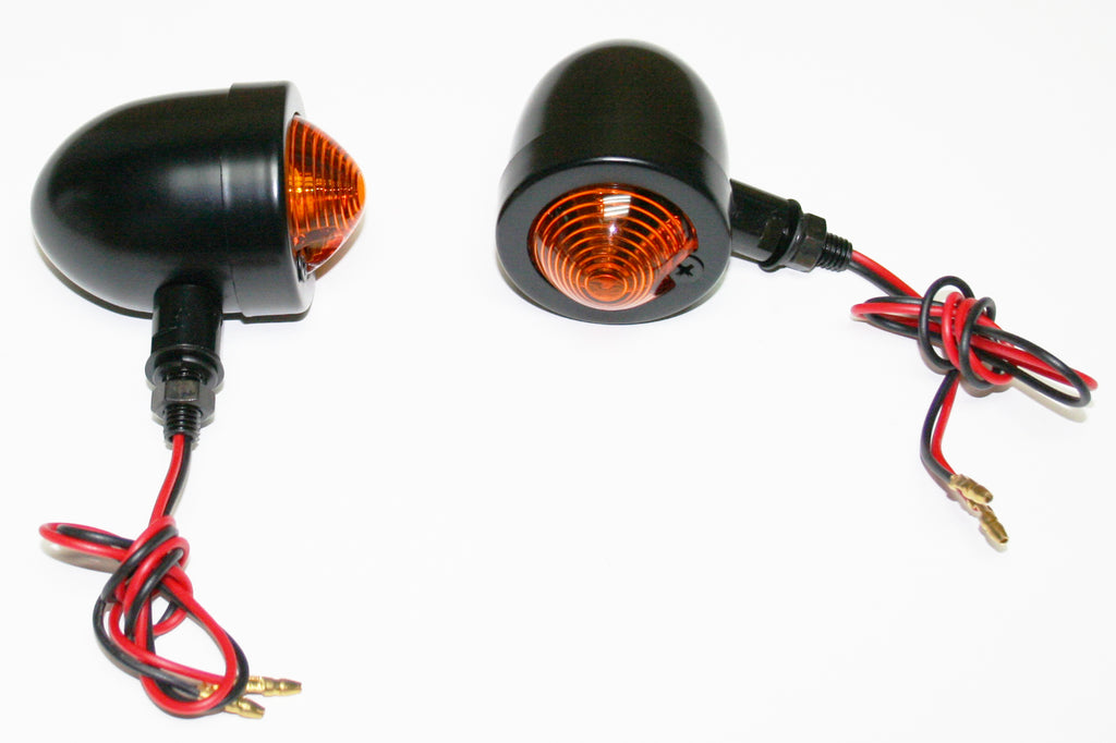 Custom Amber Lens Mini Deco Turn Signal Lamp Set ~ Black - Goldwingparts.com