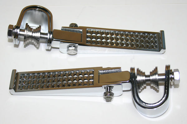 Universal motorcycle custom pebble chrome crash bar highway footpeg set