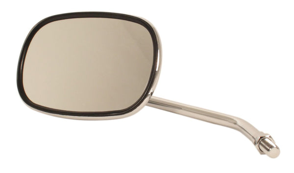Universal motorcycle rounded rectangular chrome mirror