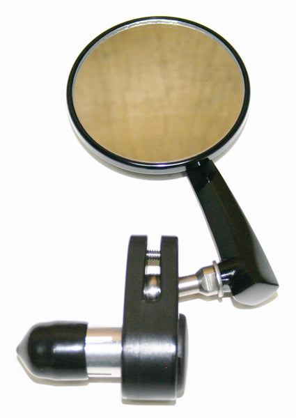 Universal motorcycle black 3" bar end mirror