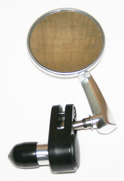 Universal motorcycle polished aluminum 3" bar end mirror