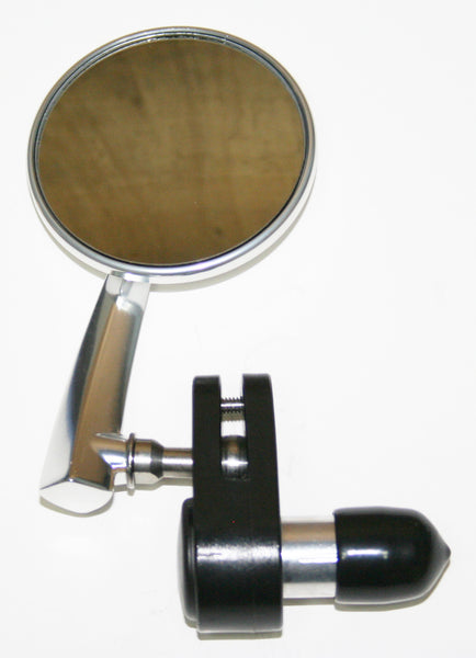 Universal motorcycle polished aluminum 3" bar end mirror