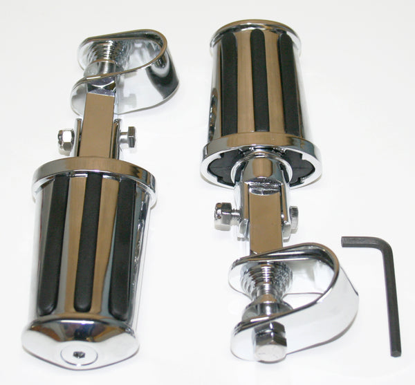 Universal motorcycle custom striped rubbed chrome crash bar highway footpeg set