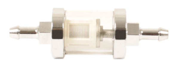 Universal motorcycle see thru fuel filter with cleanable element