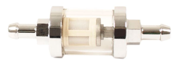Universal motorcycle see thru fuel filter with cleanable element