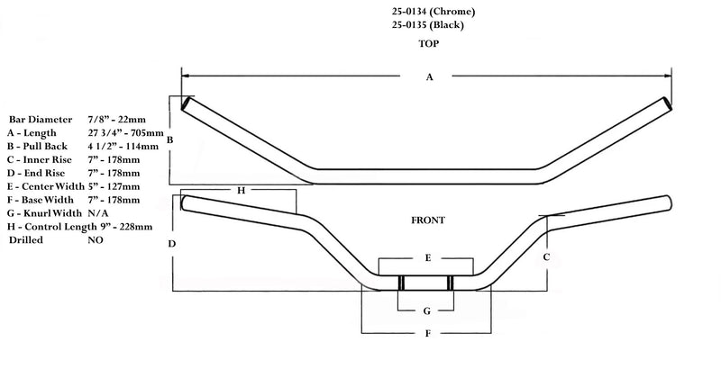 Guidon Chopper T chromé