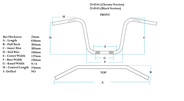 Universal motorcycle chrome ape hanger handlebar