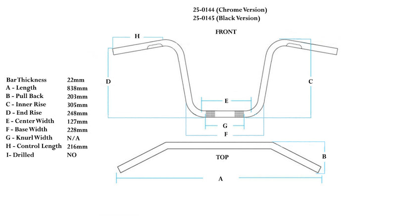 Glans sort Ape Hanger styr