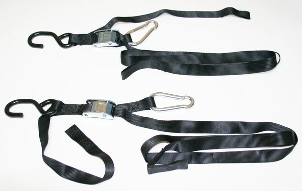 Universal motorcycle black tie downs w/assist carabiner