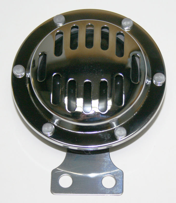 Universal motorcycle classic chrome sounder 105 db. 12 volt