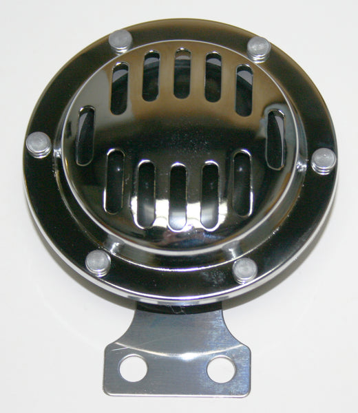 Universal motorcycle classic chrome sounder 105 db. 12 volt