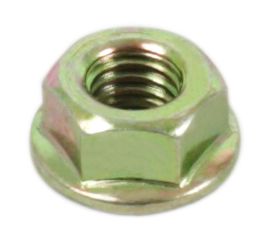 Universal motorcycle 6mm steel plated ISO flange nut - standard pitch pack of 10