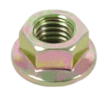 Universal motorcycle 8mm steel plated ISO flange nut - standard pitch pack of 10