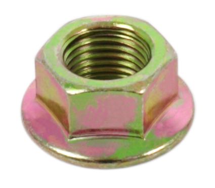 Universal motorcycle 12mm steel plated ISO flange nut - standard pitch pack of 10