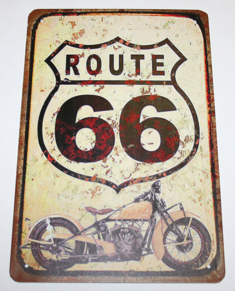 Universal motorcycle route 66 (painted style) tin sign