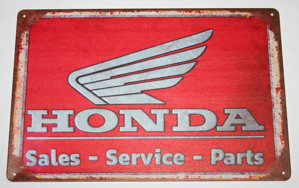 Logo Honda (fond rouge) - Plaque en étain