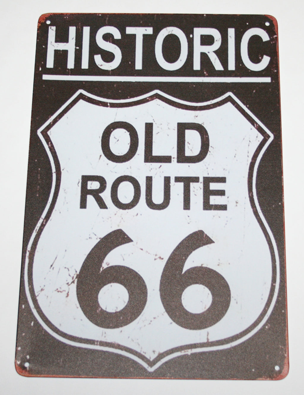Route 66 (Fond Noir) - Plaque en Tôle