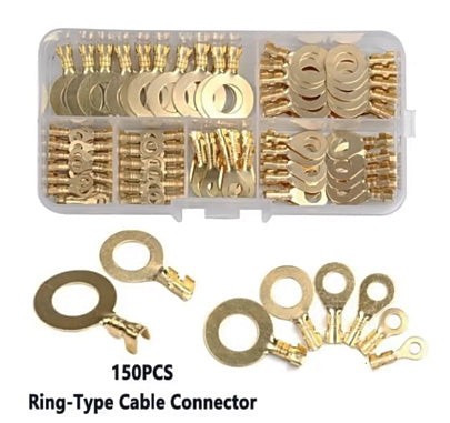 Universal motorcycle 150 pc ring type terminal crimp set with plastic case