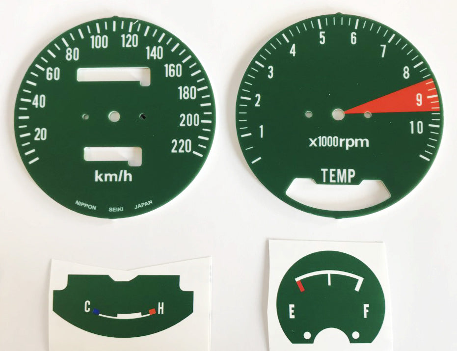 GL1000 K0 Speedometer &amp; Omdrejningstæller Face Plate Sæt ~ KM/H