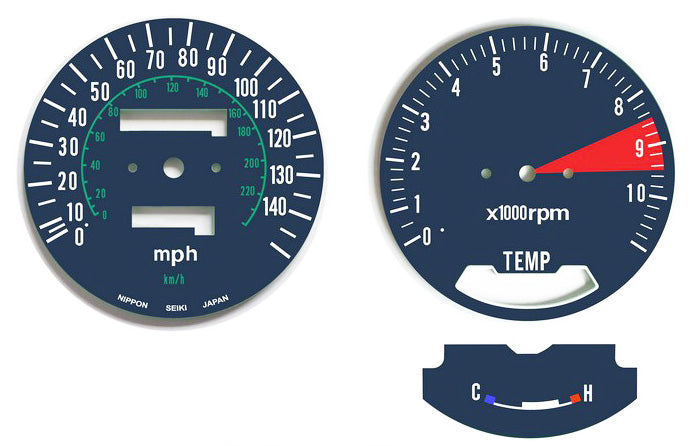 GL1000 K2 Speedometer &amp; Omdrejningstæller Face Plate Sæt ~ MPH