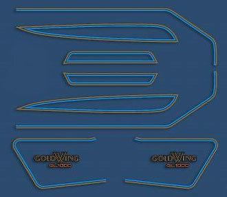 GL1000K 1977 Complete Decal Set ~ Candy Sirus Blue Model - Goldwingparts.com