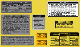 GL1000 1976 Warning and Service Label Set ~ Sulfur Yellow Model - Goldwingparts.com