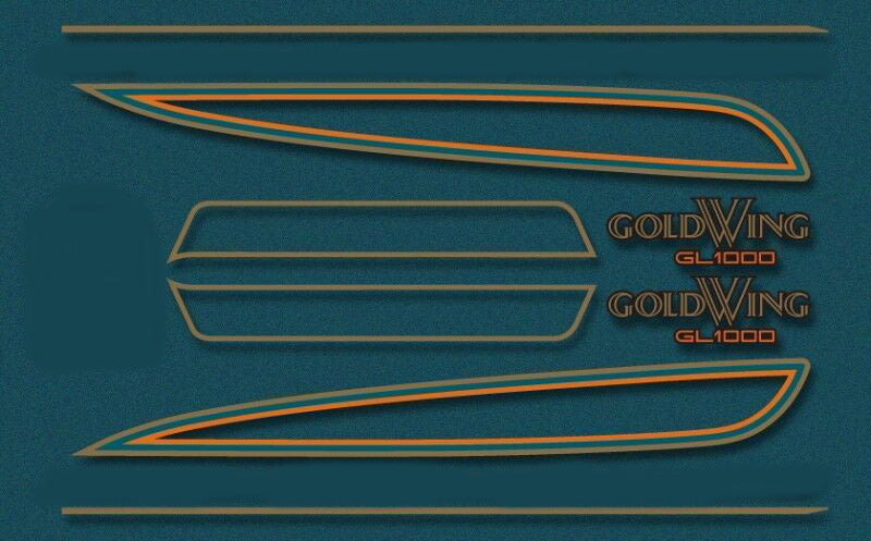 GL1000K 1975 Complete Decal Set ~ Candy Blue Green Model - Goldwingparts.com