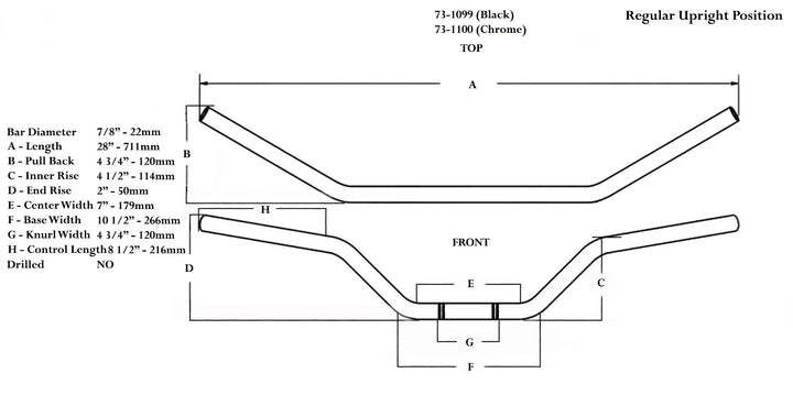 Universal motorcycle black clubman/cafe bar